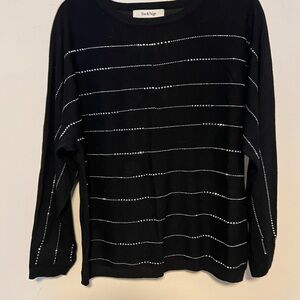 Black Long Sleeve Top with Silver Accents